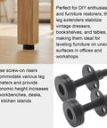 4 Pack Heavy-Duty Furniture Leveling Feet 3/8-16 UNC Thread Adjustable Leg Levelers Steel Stabilizers and wooden leg.
