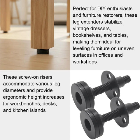 4 Pack Heavy-Duty Furniture Leveling Feet 3/8-16 UNC Thread Adjustable Leg Levelers Steel Stabilizers and wooden leg.