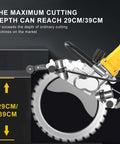 Kick Up Some Dust With This Badass 8000 W Concrete Circular Saw featuring 29 cm cutting depth illustration for wall grooving.