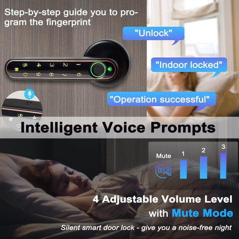 Fingerprint Door Lock With Keypad And Biometric Access For Bedroom Doors Three Ways To Unlock 100 Fingerprints display