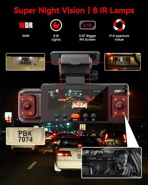 360 Degree Four Channel Dash Cam With FHD Front, Rear, And Inside Coverage, Dope 8 IR Night Vision display