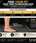Size chart for Copper Infused Ankle Compression Sleeve For Women And Men Breathable All Day Comfort Your Go To Support Size XL