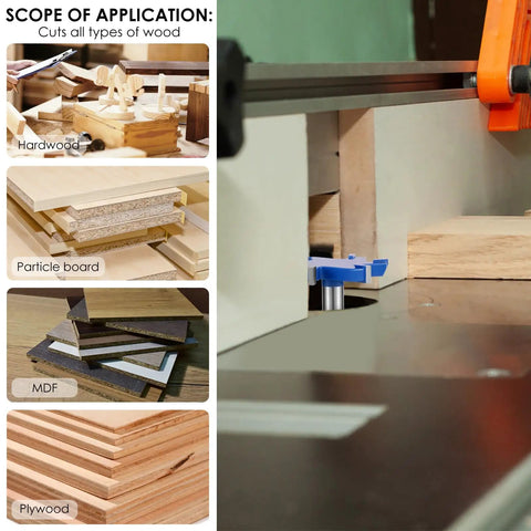 Beast Slab Flattening Router Bit 1/2 Inch Shank 2-1/2 Inch Cutting Diameter 6 Flute Surfacing Bit in use on various wood types