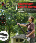 Person using 2-In-1 Cordless Pole Saw And Chainsaw, 8-Inch And 6-Inch Heads, 18V M18 Compatible, Reach Up To 15.9 Ft for pruning