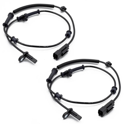 Rock Solid Front Left And Right Abs Wheel Speed Sensors Built Rugged For Jeep Grand Cherokee And Dodge Durango showing two black sensors with connectors.