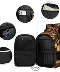 Interior view of Autumn Apple Orchard Printed Unisex Backpack With Large Capacity, showing multiple compartments and pockets.