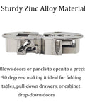 Two Pack 90 Degree Adjustable Concealed Cabinet Door Hinges With Page Turning Axis Zinc Alloy Drop Down Flush Hinge side view