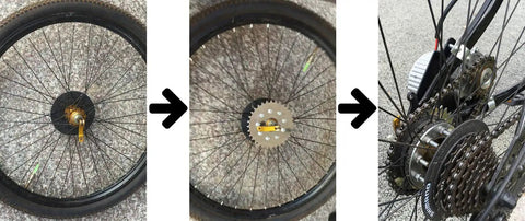 450W Left Drive Electric Bicycle Conversion Kit For Standard Bikes With Spoke Sprocket Chain Drive Fits City Rides 36V Twist Kit For Rear Wheel V Brake Only