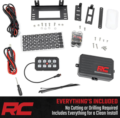 Eight Gang Bluetooth RGB Backlit Switch Panel and Relay System with Swivel Mount components layout