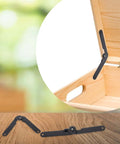 Two Pack 180 Degree Lid Support Hinges Black Rotatable Folding Heavy Duty Locking Hinges for furniture, shown installed on wood box.