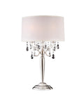 Crystal Silver Table Lamp With E12 Socket And On Off Switch UL Listed 16 By 16 By 30 Inches Max 40 Watt Bulb Modern Decorative Accent Light for Living Room Bedroom Nightstand Lit Chic Glow stylishly crafted with a shade and crystal accents.