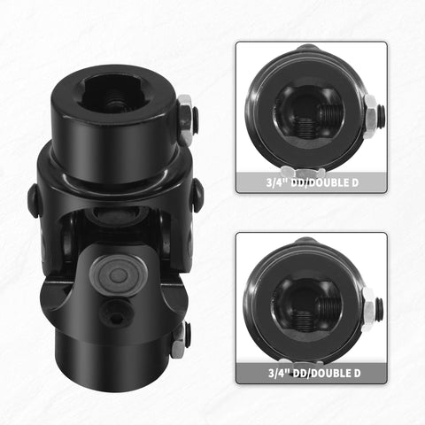 Three Quarter Inch Double D Universal Joint For Steering Shaft Black Coated 35 Degree Bend Total Length 3.25 Inches 83mm