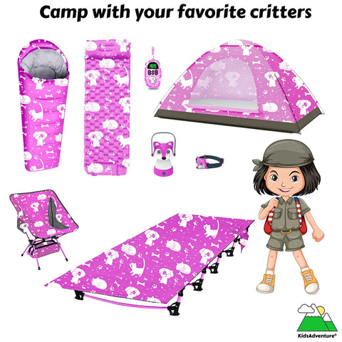 Animal Themed Kids Lantern And Headlamp Set For Camping, Cute LED Nightlight Flashlight Toys For Toddlers illustrated with gear