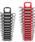 Stubby Wrench Set With Holders, 25 Piece Inch And Metric Combo in black and red holders, short length for tight spaces