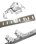 14 Piece Adjustable Shelf Clips Heavy Duty Rack Brackets Rust Resistant Anti Wobble Mounts For Wire Shelving Kitchen Cabinets showing dimensions and detailed design.