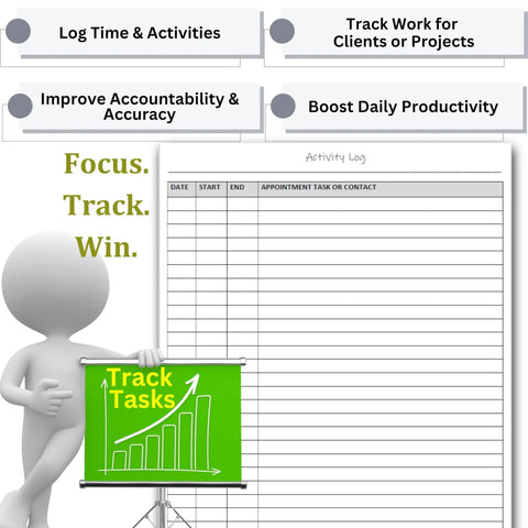 Image showing all in one daily activity log notepad for boss level office productivity and task tracking on 8.5 by 11 legal pad.
