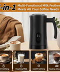 4 In 1 Electric Milk Frother And Steamer For Hot And Cold Foam 11 Oz Capacity Makes Latte Cappuccino And Hot Chocolate At Home Black