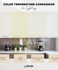 Color temperature comparison for lighting with cabinets in bright white using All-In-One Refinishing Paint For Furniture, Cabinets And More, No Stripping, Sanding, Or Priming Needed, Bright White Gallon, 3.79 Litre, Covers Up To 400 Sq Ft, D.I.Y. Friendly.