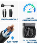 Premium Nema 14-50 Adapter For Tesla Gen 2 And Gen 3 Mobile Connector 32 Amp 240 Volt Portable EV Charging Cable 10 Inch setup.
