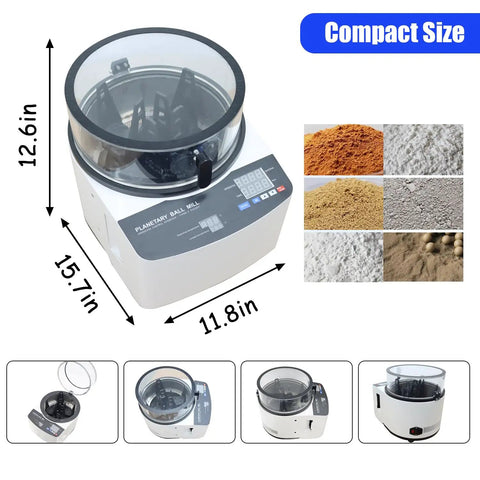Desktop Planetary Ball Mill Grinder 110V 150W High Speed Pro Grade Lab Grinder with digital control and compact design