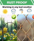 Arch Garden Fence Panels 22 Inch High No Dig Rustproof Metal Fence With Ground Stakes 11 Ft Total Length Set For Rabbits And Dogs Pet Barrier For Yard Patio Decor Easy Install And Weather Resistant showing rustproof comparison in bad weather.