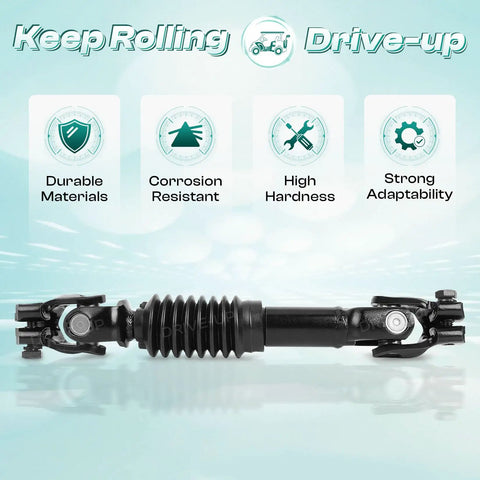 EZGO TXT Golf Cart Steering Shaft Assembly Joint Replacement For 2001 And Up Models 70580-G01 Durable Intermediate Upgrade For Gas And Electric Carts Easy Install Smooth Handling Long Lasting Performance black metal shaft with U-joints