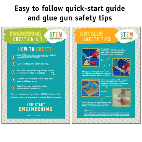All In One Engineering Kit For Kids 25 Hands On Projects With Four Hundred Plus Components STEM Building Set For Ages Eight And Up Awesome For Classrooms After School Programs And Home Projects quick-start guide and glue gun safety tips booklet