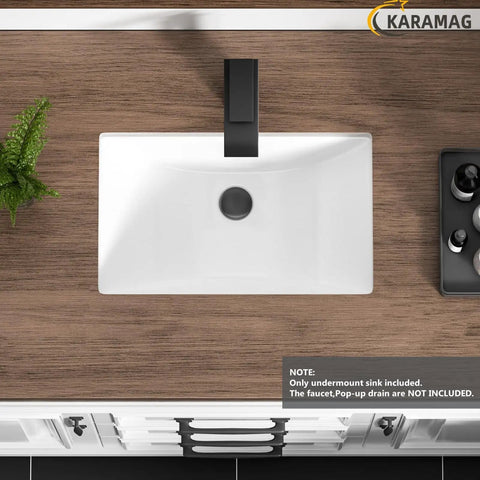White Rectangular Undermount Bathroom Sink 18.7 By 11.9 Inches Porcelain Ceramic Vanity Basin With Overflow No Faucet Holes Sleek Modern Look For Your Bath And Powder Rooms Durable Easy Clean Construction