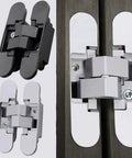 Invisible Cross Hinge 180 Degree Concealed Folding Door Hinge For Cabinets And Cupboards Adjustable Silver Hardware Hidden