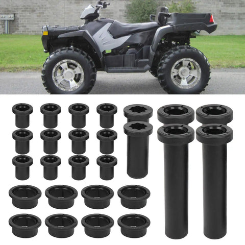 Rear Suspension Bushings Kit For Polaris Sportsman 500 HO 4X4 2003 To 2005 Replacement MG1282101AZ High Quality ABS Wear Resistant Bolt In Improves Ride Handling OEM Style Control Arm Bushings For ATV Quad, 26-piece black ABS set
