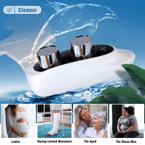 Must Have 2 In 1 Bidet Attachment For Toilet With Handheld Sprayer, Temperature Display with two control knobs