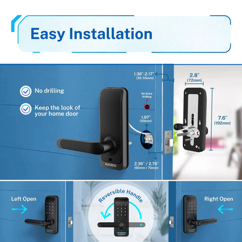 Slick Keyless Entry Smart Door Lock With Digital Fingerprint Keypad And Smartphone App Control For Exterior Security Doors Smooth Retrofit Deadbolt Lever No Sweat Setup