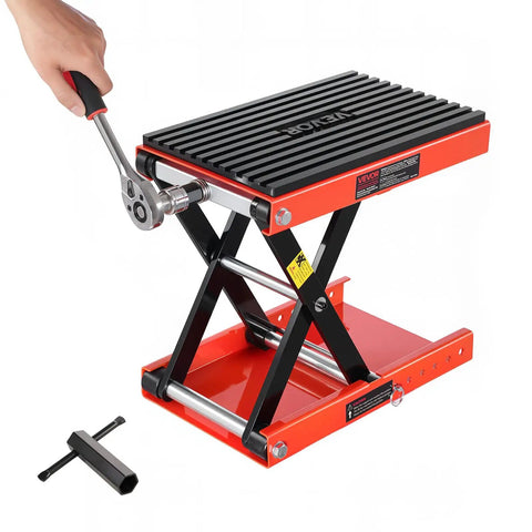 Heavy Duty Motorcycle Lift Stand With 1200 Lbs Capacity, Deepened Anti Slip Rubber, Solid Steel Scissor Jack With Ratchet And Crank