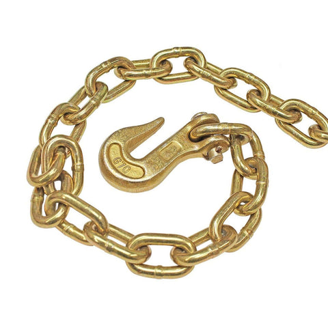 Heavy Duty Chain And Binder Kit For Trucks And Flatbeds With 20 Ft Grade 70 Chains And Load Binders, detailed chain hook