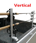 Vertical Aluminum Clamp On Rod Holder For Truck And Boat Holds Four Rods With Bungee Cord Security Universal C Clamp Marine Grade Fits Truck Beds Canoes Pontoon Boats mounted in truck bed
