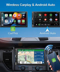 Wireless Double Din Car Stereo With Wireless CarPlay And Android Auto 7 Inch HD Touchscreen Bluetooth Five Point One FM Radio GPS Navigation Backup Camera Voice Control USB AUX TF Card Steering Wheel Control Compatible No Wires Needed displaying navigation screen