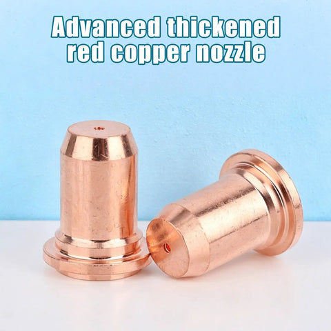 IPT60 Plasma Cutter Consumables Kit 23 Piece Replacement Set With Electrodes Nozzles Swirl Ring Retaining Cap Stand Off For ARCCAPTAIN CUT55 Non HF CUT60 Non HF Compatibility Premium Quality Replacement Parts To Keep Your Cutter Runnin Strong - Copper nozzles detail