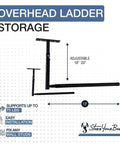 Overhead Ladder Rack Ceiling Mount For Garage Storage Holds Ladders Up To 75 Lbs Adjustable Height From 12 To 20 Inches