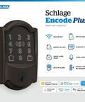 Rock Solid Keyless Entry Deadbolt With Built-In Wi-Fi featuring a touchscreen keypad in Aged Bronze finish for secure access.