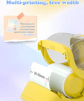 Hassle Free Bluetooth Label Maker With Straightforward Phone Sync And One Included Thermal Tape Roll Sweet For Quick Diy Crafting And Super Clean Home Tagging In Bright Yellow showing 25-50mm label roll in printer.