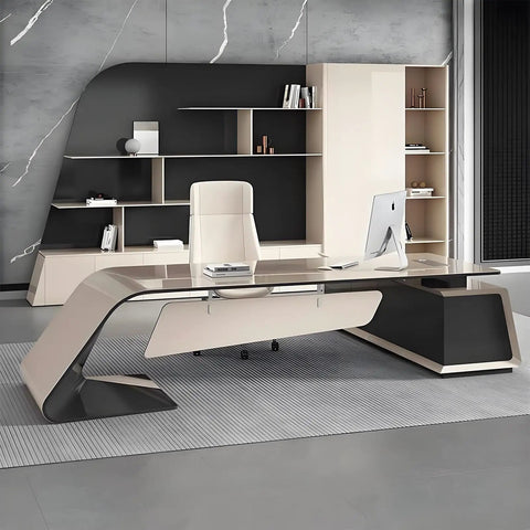 Built Tough Executive Standing Desk With Roomy Drawers And Smart Storage Plus Stain Resistant Finish For Killer Home Office Setups And Daily Grind Workstations Spanning 94 Inches Wide in modern office setting with sleek design.