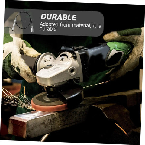 Heavy Duty Flexible Shaft Extension For Electric Grinders And Rotary Polishers Quick Change Power Tool Shank Adapter Dremel Compatible Design, tool in use with sparks.