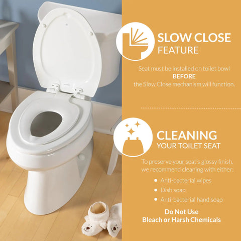 Game Changer Two In One Toilet Seat With Built In Potty Training Seat Slow Close Lid That Locks Down Plus Solid Grip Saves Room For Littles Elongated White