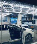 Bright DIY Plug-In Hexagon Garage Light Kit for Car Repair, 60 Lamp LED Grid with 14-Hexagon and 24-Lamp Rect Frame, 558W, IP54