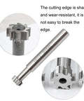Diagonal view of NACX HSS-AL T-slot end mill, 18mm dia, 4mm depth, 10mm shank; close-up of cutter teeth