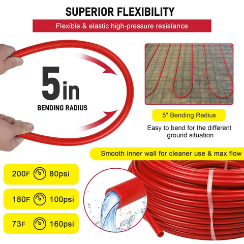 1/2 Inch Pex Tubing 300 Ft Roll With EVOH Oxygen Barrier Pex B Pipe For Residential Water Lines And Radiant Floor Heating