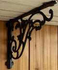 Certified Knockout Vintage Cast Iron Shelf Brackets For Heavy Duty Wood Floating Shelves And Ornate Wall Mounted Display Supports That Look Absolutely Dope In Every Single Home, black cast iron support with ornate design.