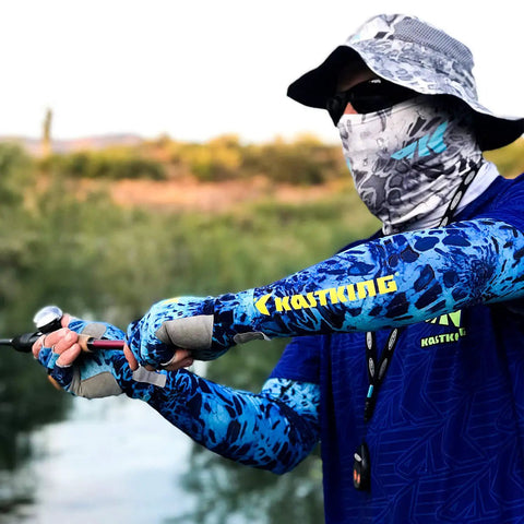 Person fishing wearing Sol Armis UPF 50 Boonie Hat For Men And Women, Breathable Sun Protection Hat With Mesh Vents, Prym1 Turquoise Fade