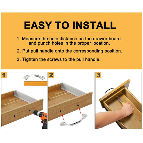12 Pcs 4 Inch Modern Silver Plum Blossom Box Pull Handles Zinc Alloy With Screws installation guide on wooden drawer front