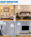 Gold Wireless Wall Sconces Set Of Two With Rechargeable Led Lights Remote Dimmable Switch for cozy living room and bedroom.